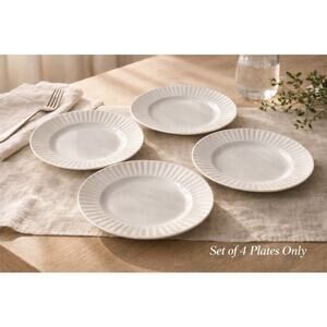 Set 4 Wedgwood Night and Day Fluted Salad Plates White Bone China England Made